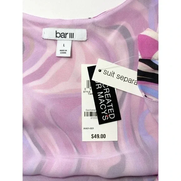 Bar III Pink Swirl Print Tank Top Blouse size L NWT - Picture 5 of 6